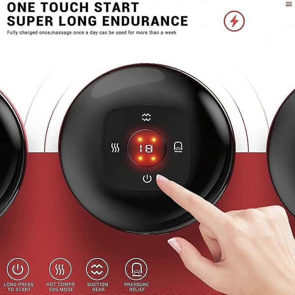 Smart Skrabningsmassage Elektrisk Cupping Terapi Rødt Lys Opvarmning Kropsslankning black
