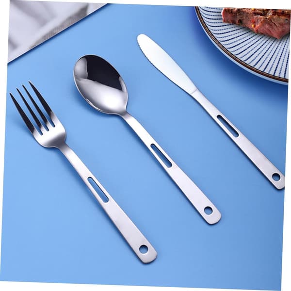 Bærbart bestikksett for camping, bestikkholder og serveringsbrett, rustfritt stål