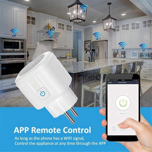 Tuya Smart Wifi Plugg EU 20A Smart Socket med Strømovervåking Energisparing Tidsstyring Fjernkontroll Smart Life EU Plugg White
