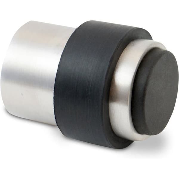 Vægmonteret dørstopper i rustfrit stål med gummibuffer, 35 mm diameter, 45 mm høj