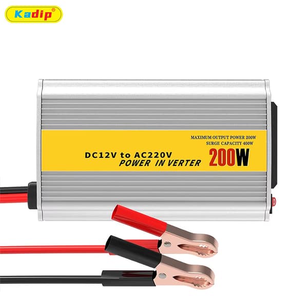 150W Bilstrømomformer 12V til 220V med 200W, USB, Krokodilleklemmer 220V KDP-200W