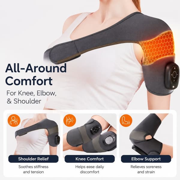 Opvarmet knæmassager med vibration, blågrå, elektrisk termisk wrap til lindring af bensmerter Blue / Gray Single