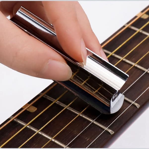 Gitarr Slide Tone Bar för Dobro Lap Hawaiian Elgitarr, Metall, Vit, med Plektrum