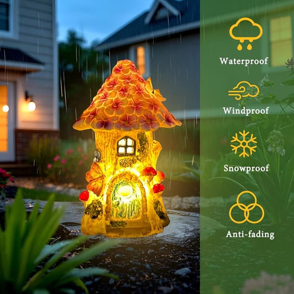 Solar fehavehusstatue, svampefigurlys til terrasse, have, altan, udendørs indretningsgave til mor og kvinder