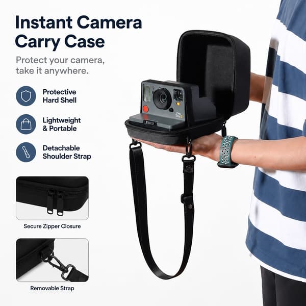EVA Hard Shell Kamerataske til Polaroid Kameraer, Stødsikker, Vandafvisende, Sort