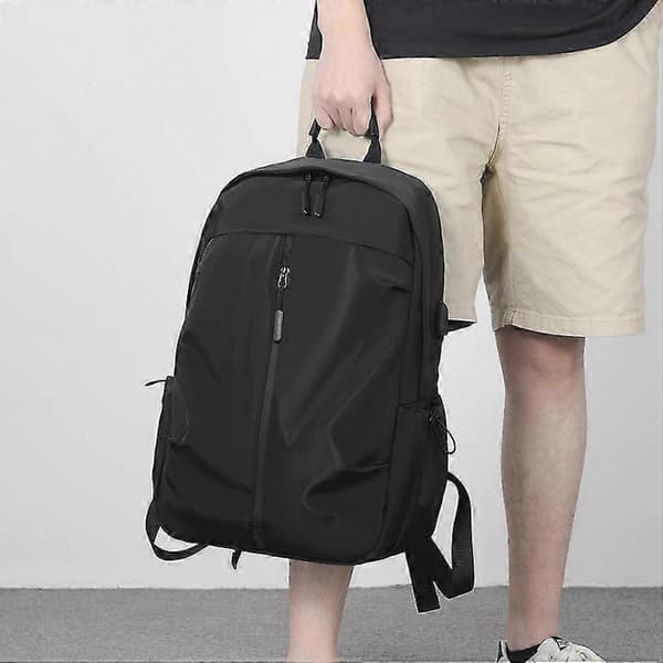 USB opladningsinterface 30*16*46cm computertaske minimalistisk herre rygsæk (Farve: Sort) -HK908