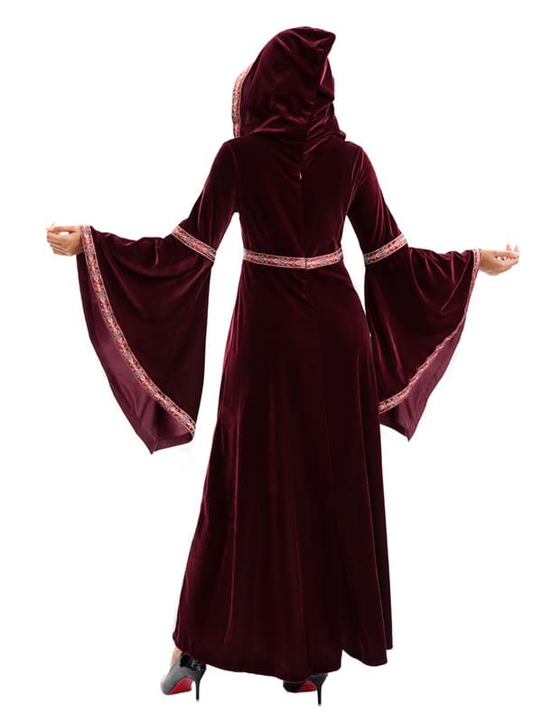Vampire-nederdel til voksne, middelalderlig bordeaux, Halloween-festoptræden, polyester Red L - Children's model