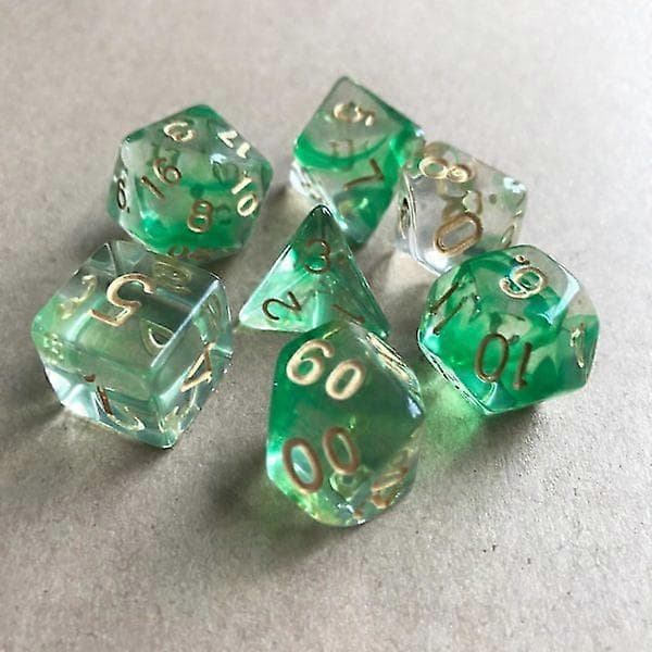 Polyhedrisk spilsæt til brætspil | Farvede akryl gennemsigtige terninger