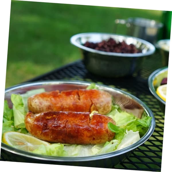 Camping skål i rustfrit stål, bærbart picnic service til vandreture og udendørs brug