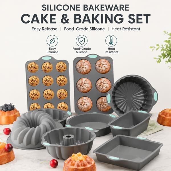 Silikonkakformset, runda bakformar för moussebröd chiffong, 9 delar, non-stick Silicone pumpkin plate