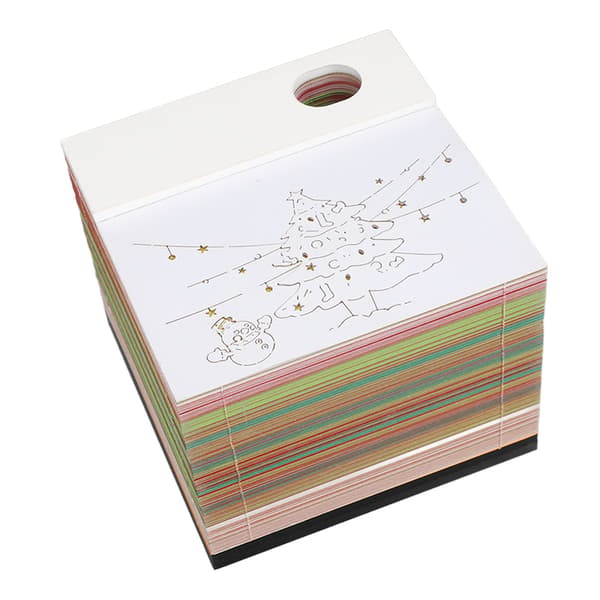 Juletræ 3D Memo Pad, Sticky Notes Notesblok, Papirudskæringskunst, Innovativ Skrivebordsdekoration