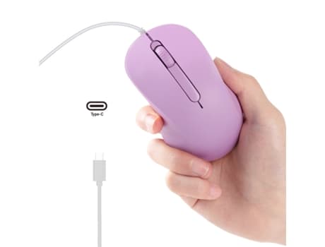 Cuich Kablet Computermus til Højrehåndede Brugere, USB Type-C Tilslutning, Lilla