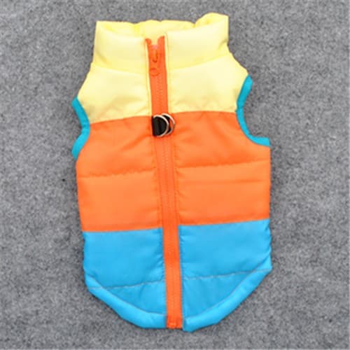 Vinterjacka för hund, vadderad bomullsjacka, polyester, med koppelfäste, varma hundkläder Blue M 66g-Three-piece