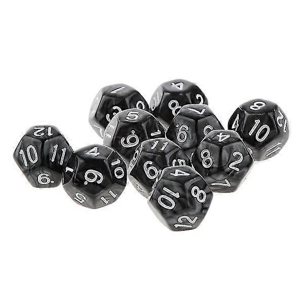 4x 10 stk. Sæbede Terninger D12 Spil D&d Rpg Festspil Terninger Sort - Perfekt