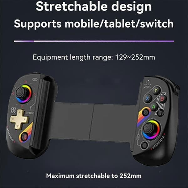 D8 Mobil Stretch med Let Gamepad til Dual Hall Trådløs Bluetooth Tablet Switch Kropsvibrationsgreb Stjerne Sky Black