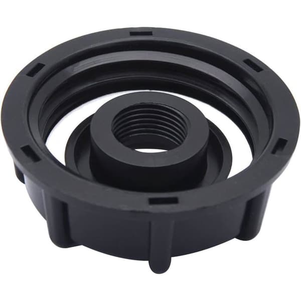 Lækagesikker IBC-tankventilfitting, lige hungevindforbindelse og vandtankhane, S60 x 6, sort