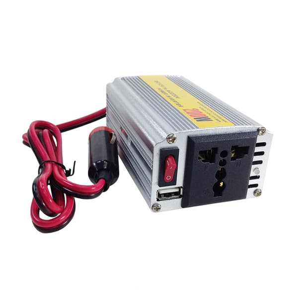 200W Bilstrømomformer, 12V til 220V Strømomformer Silver 200W/220VUniversal Plug