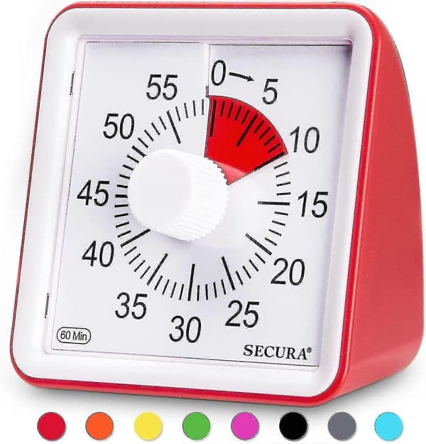 60-minutters visuell timer, klasserom, lydløs timer for barn og voksne