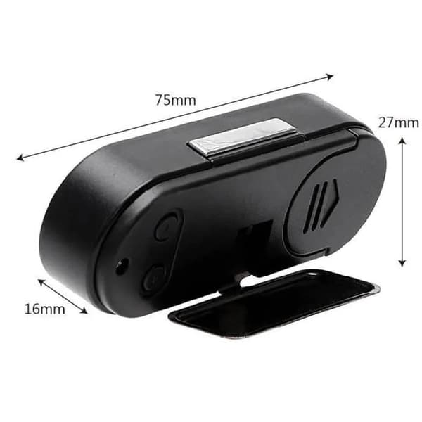 LED Bilklokke Termometer, Svart, Rektangulær, Stor LCD-skjerm, Nattlys