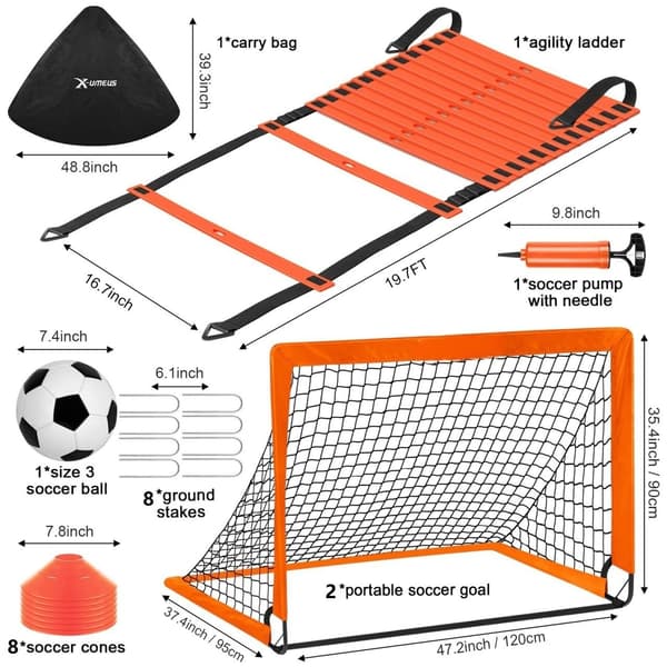 Bærbart foldbart fodboldmålnet til børn – Orange træningsnet sæt-Dugt Orange Single Pack