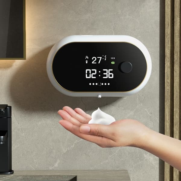 Hvid USB Genopladelig Vægmonteret Automatisk Sensor Skumsæbe- og Desinfektionsmiddeldispenser