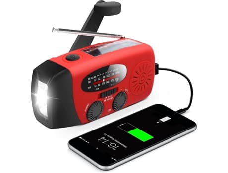 Hätätilanteen aurinkoradio 2000mah virrantuotolla ja taskulampulla Cuich (punainen)