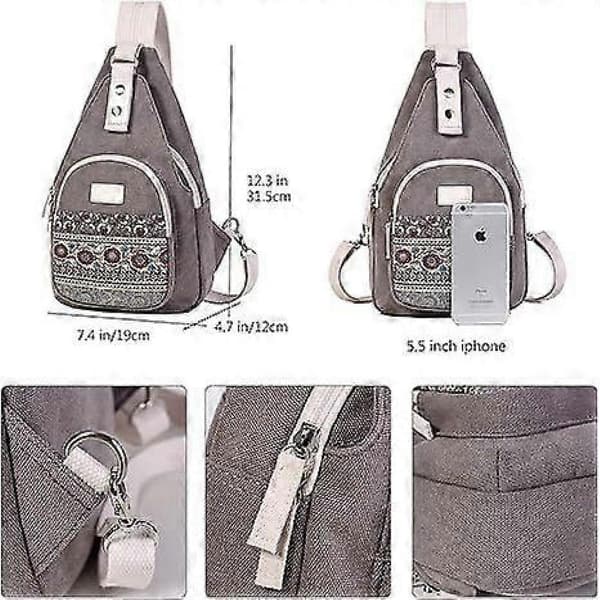 Mini Sling Brystveske i Canvas for Kvinner - HK908