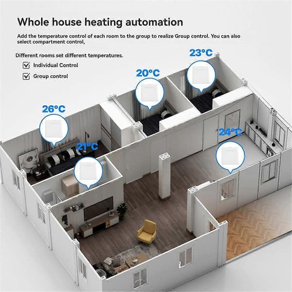 Smart Termostat, Stöder, Fjärrkontroll Via App, Kompatibel med Alexa & Home Wifi White