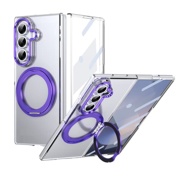 Etui til Samsung Galaxy Z Fold 7 med 360° roterende stativ, lilla