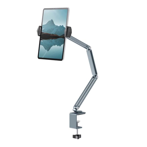 Flex Arm surfplattfäste för 12,9\" silver, justerbart aluminiumstativ, skrivbordsklämma