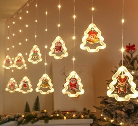 LED Juletre Gardinlys, 3m 10 USB, Varm Hvit, Vindusdekorasjon