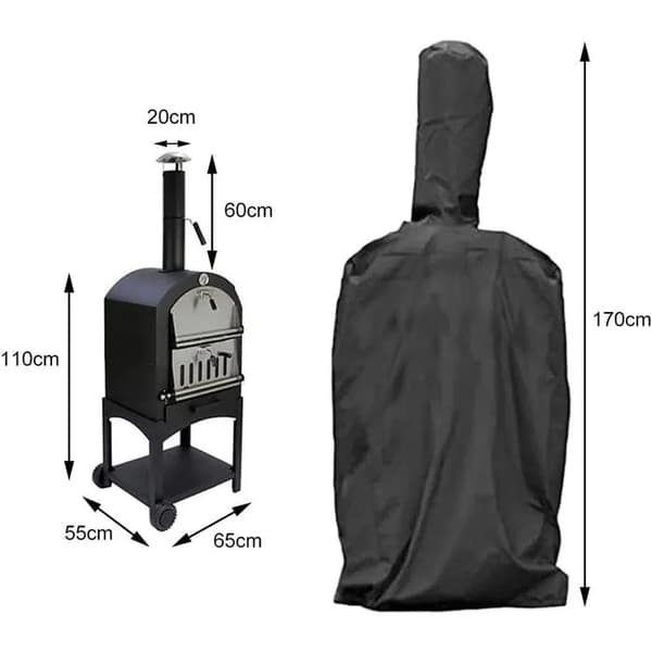 Pizzovnsdeksel, 170x65x55cm, Vanntett Oxford-stoff, Kraftig Utendørsbeskyttelse