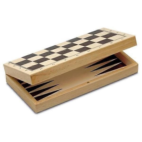 Cayro - Skak, Dam og Backgammon Beige, Hvid og Brun