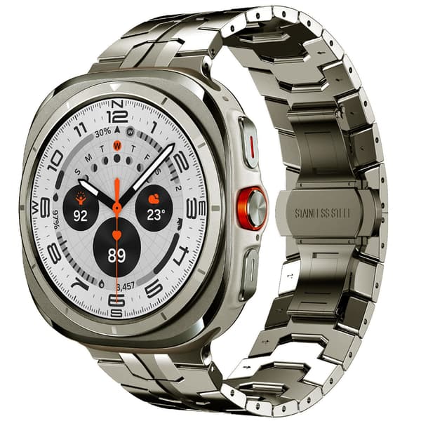 Titaniumrem til Samsung Watch 7 Ultra 47mm, rustfrit stål, justerbar, sølv sort