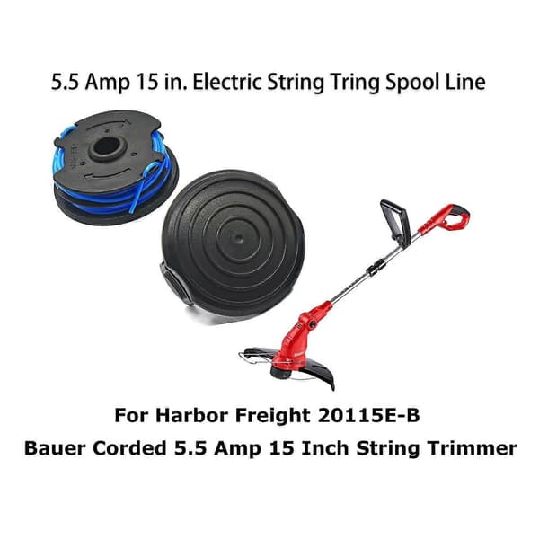 Erstatningsspole og deksel for Harbor Freight Bauer 20115E, nylontrimmertråd, ABS-spoledeksel