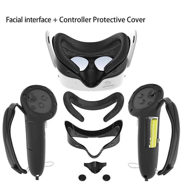 Silikonecover til Quest 3S-controller, komfortabelt ansigtsinterface-beslag-kombisæt til Meta Quest 3S VR-tilbehør Black