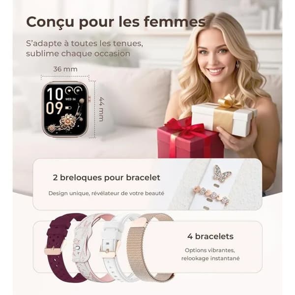 Dame Smartwatch 1.83\" Bluetooth Opkald, 110+ Sportssporing, Puls SpO2 Søvnmonitor, iOS Android