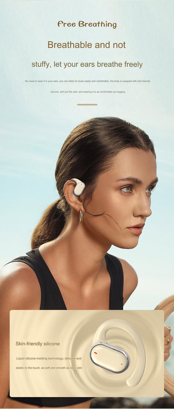 Bluetooth 5.3 ørekrog-øretelefoner med touchskærm
