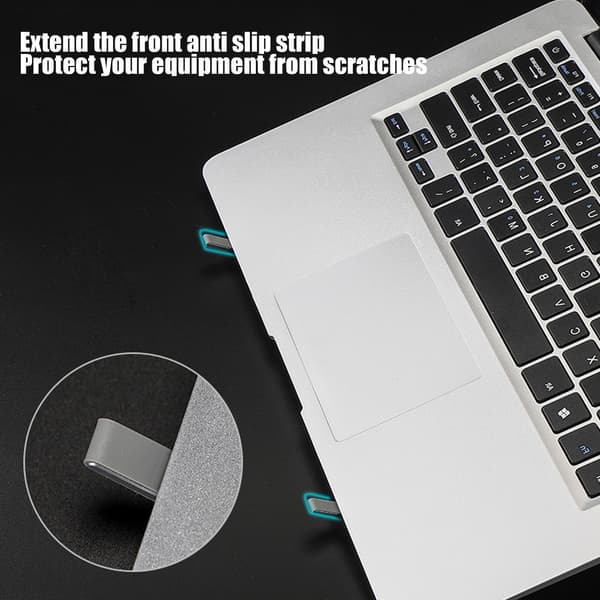Sammenleggbart laptopstativ, aluminiumslegering, justerbart, bærbart, for 10-17-tommers laptoper, grå
