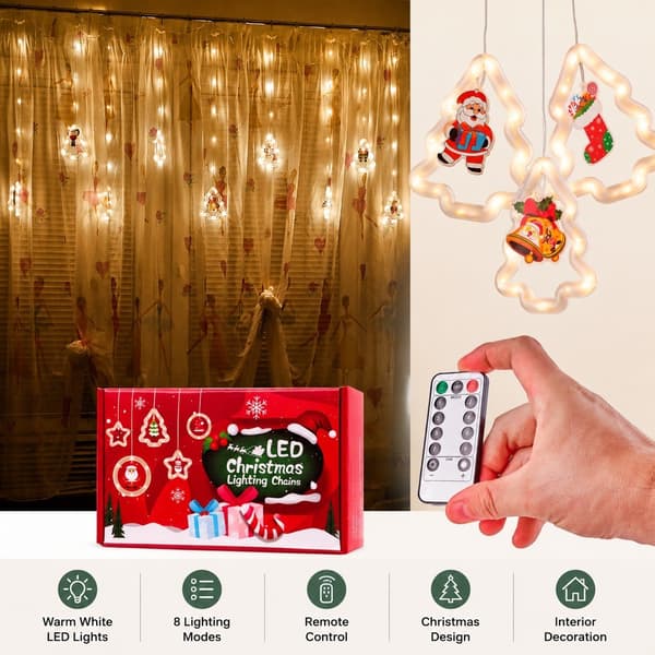 LED Juletre Gardinlys, 3m 10 USB, Varm Hvit, Vindusdekorasjon