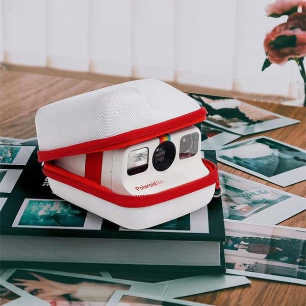 Hard Shell Kamerataske til Polaroid Go Gen 2, PU Læder, Håndrem, Fuld Beskyttelse, Hvid