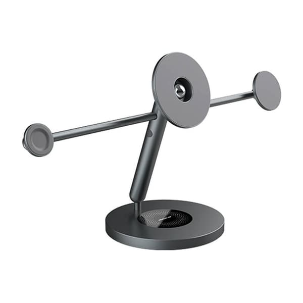 Modulärt surfplatte- och klockställ, 360° roterande, magnetiskt, grått