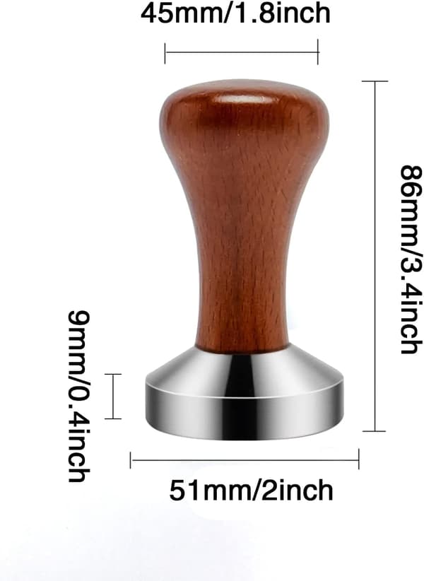 Solid kaffe-tamper i aluminium for espressomaskin med trehåndtak Aquaforge