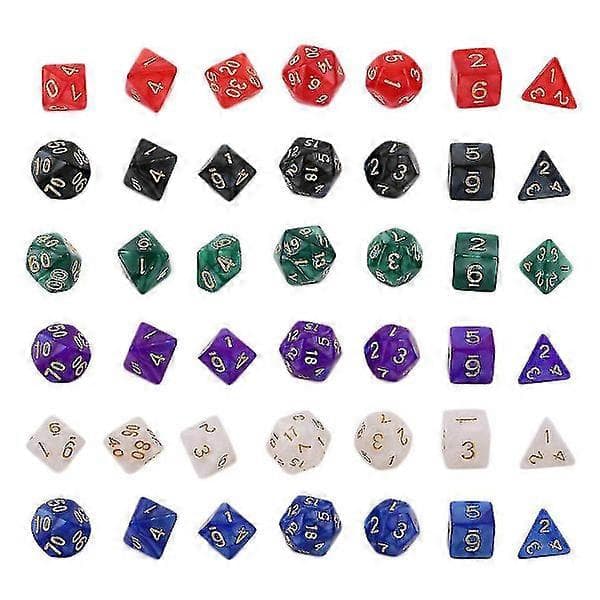 7-delt sæt Kreative multifacetterede perlebesatte terninger til brætspil, RPG'er og bordspil