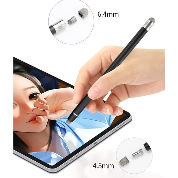 Kapacitiv Stylus Pen, Dobbelt Spids, Kompatibel med iPad/iPhone/Samsung/Huawei/Garmin, Sort
