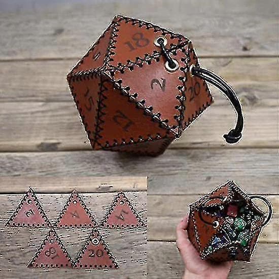Snøre Læder Dnd Terningepose, RPG Terningepose Multi Row Organizer Gaming Terningepose
