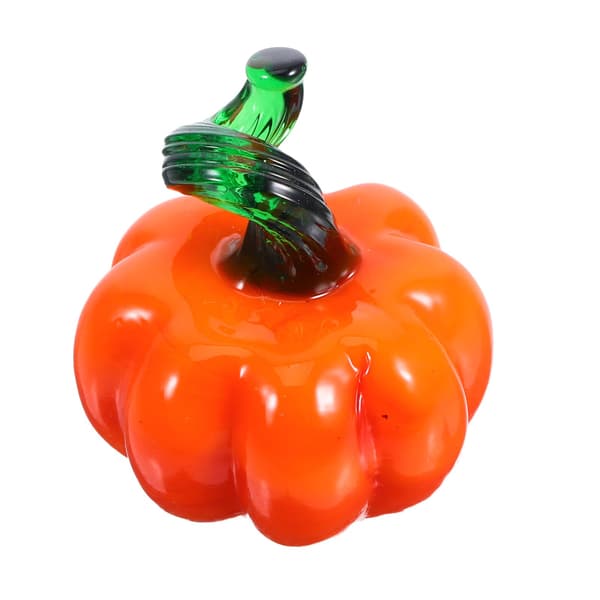 Håndblåst gresskarfigur i glass, oransje, 4,5\" diameter, Halloween høstdekor