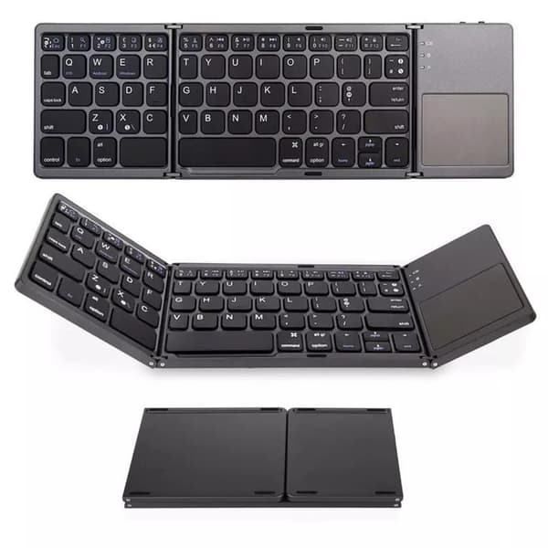 Sammenfoldeligt trådløst Bluetooth-tastatur med touchpad, slankt og bærbart til iOS/Android/Windows