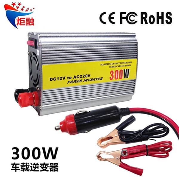 300W Bilstrømomformer, 12V til 220V Strømkonverter Silver 300W/220VUniversal Plug