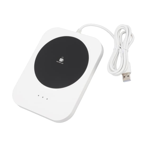 USB Drikkevarmer, 55℃ Konstant Varme, Kaffekoppvarmer for Skrivebord, 9V, Hvit